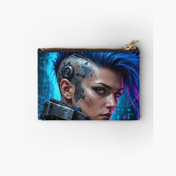 Item preview, Cybernetic Visage Cyberpunk Portrait Poster designed and sold by PigeonVerse.
