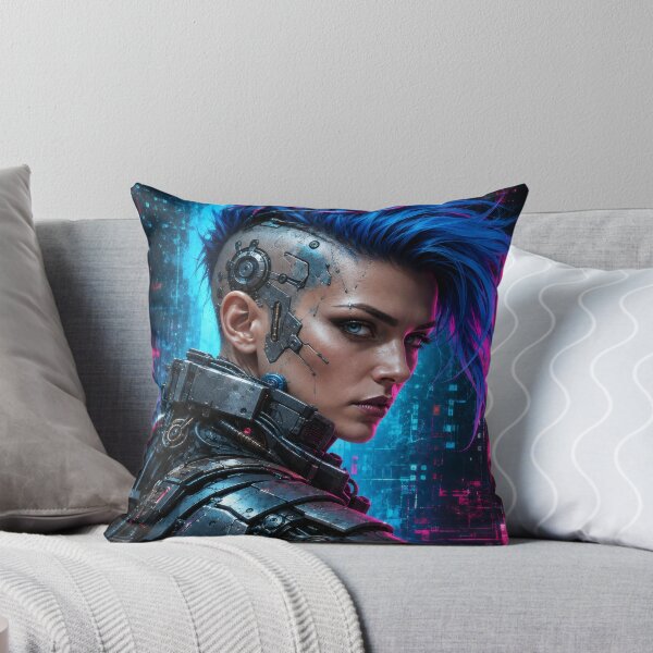 Item preview, Cybernetic Visage Cyberpunk Portrait Poster designed and sold by PigeonVerse.