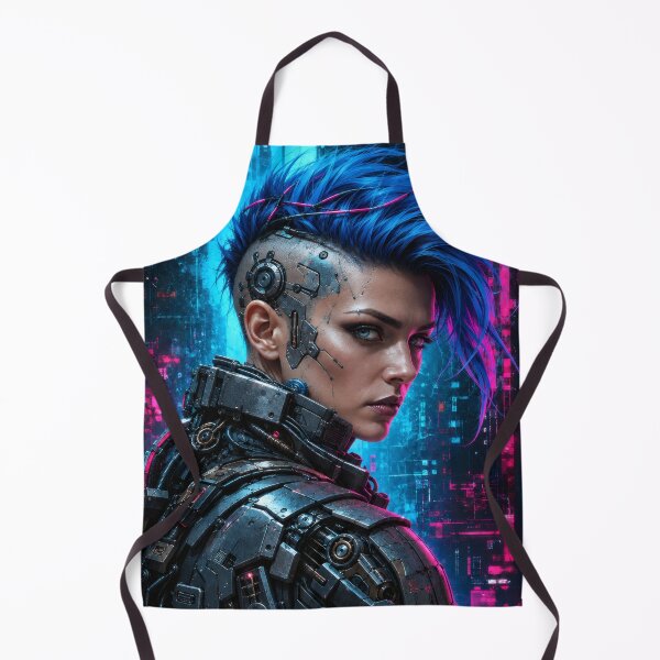 Item preview, Cybernetic Visage Cyberpunk Portrait Poster designed and sold by PigeonVerse.