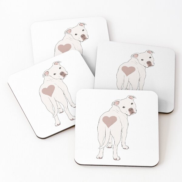 Item preview, White Rescue Pit Bull with Heart Spot designed and sold by pixiedustpaint.