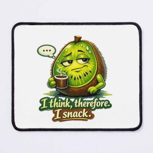 Item preview, I Think Therefore I Snack – Funny Kiwi Pastel Cartoon Art designed and sold by Sommium .