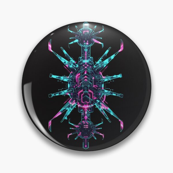 Item preview, A geometric, neon virus in the cyber style designed and sold by STATIC SOUL.