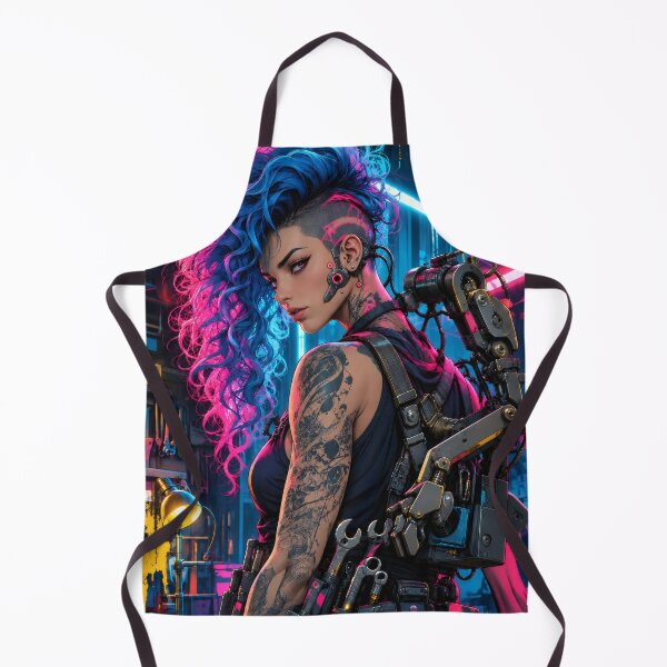 Item preview, Neon Mechanic Cyberpunk Girl Poster designed and sold by PigeonVerse.