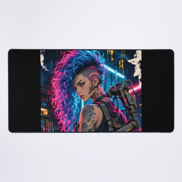 Item preview, Neon Mechanic Cyberpunk Girl Poster designed and sold by PigeonVerse.