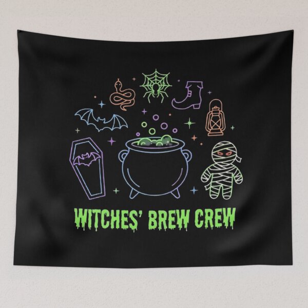 Item preview, Witches Brew Crew Neon Spooky Vintage Magic Cauldron Cute Halloween  designed and sold by PetalsPaws.