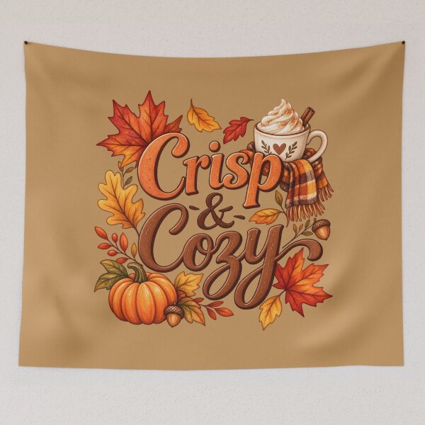 Item preview, Crisp & Cozy – Autumn Pumpkin, Leaves & Hot Cocoa designed and sold by blankTeeShirt.