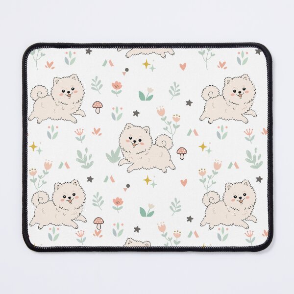 Item preview, Cute white pomeranian dog with flower seamless pattern designed and sold by prapapon.