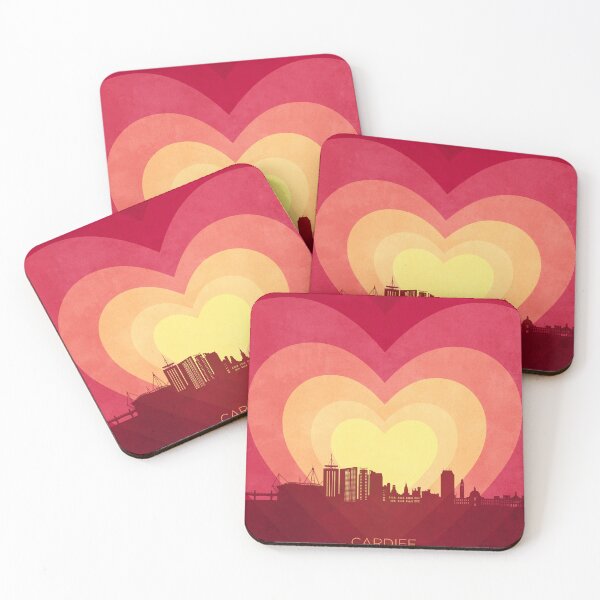 Item preview, Cardiff Wales Skyline Hearts Red Yellow designed and sold by ArtPrints.