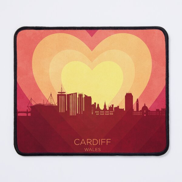 Item preview, Cardiff Wales Skyline Hearts Red Yellow designed and sold by ArtPrints.
