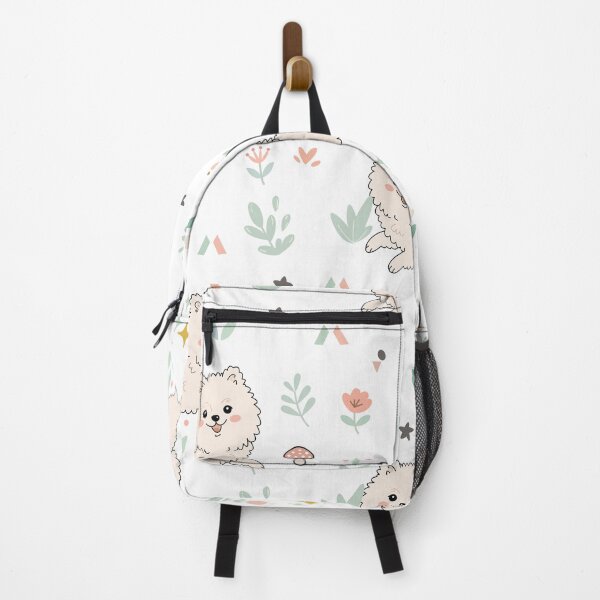 Item preview, Cute white pomeranian dog with flower seamless pattern designed and sold by prapapon.