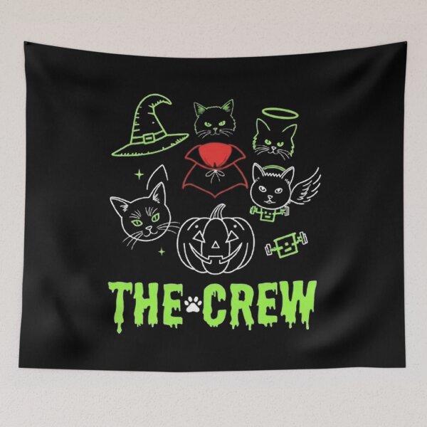 Item preview, Spooky Cute Halloween Cats Neon Style The Crew Graphic designed and sold by PetalsPaws.