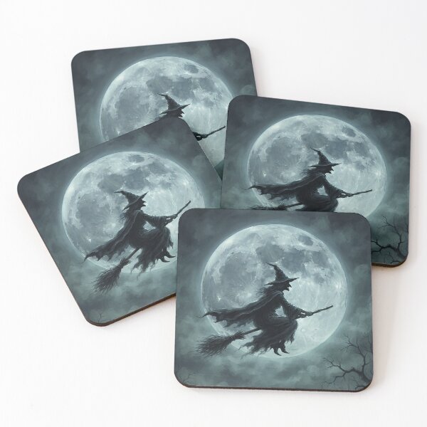 Item preview, Flying witch on a moonlit Halloween night designed and sold by Mariyana-Design.