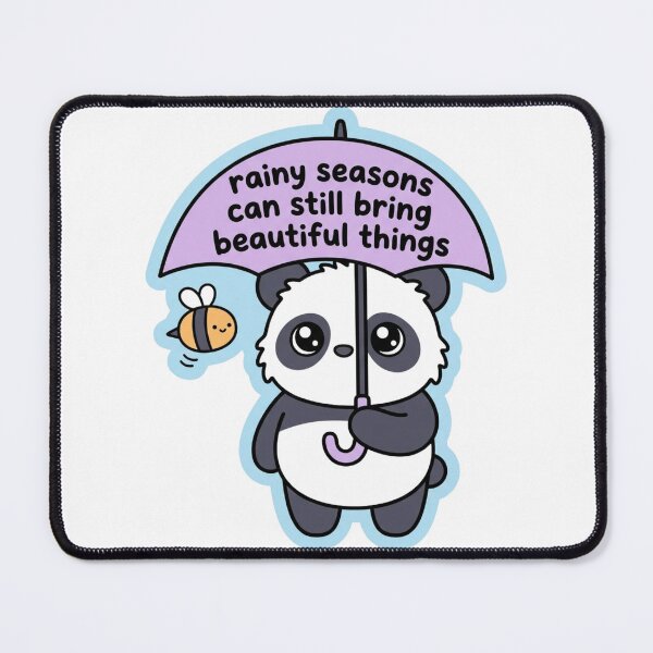 Item preview, Rainy Seasons Cute Panda Umbrella Bumblebee Wholesome Mental Health Hope Quote designed and sold by raedattia.
