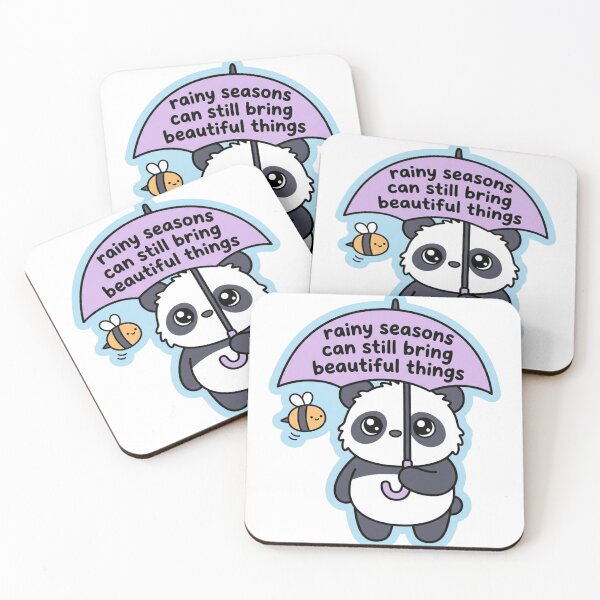Item preview, Rainy Seasons Cute Panda Umbrella Bumblebee Wholesome Mental Health Hope Quote designed and sold by raedattia.
