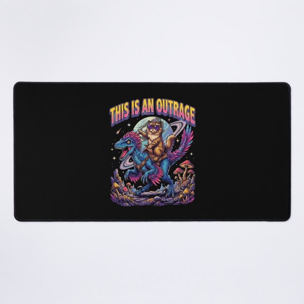 Item preview, Cat Riding Dinosaur Outrage Cosmic Retro designed and sold by AliciaGu867850.