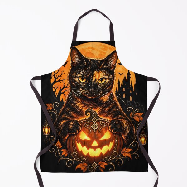 Item preview, Halloween Tortoiseshell Cat with Jack-O'-Lantern, Spooky Steampunk Art designed and sold by Martin's_Design.