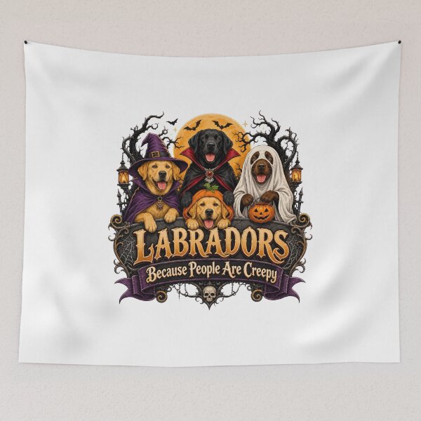 Item preview, Labradors Halloween Ghost Vampire Pumpkin Skeleton Dog Art designed and sold by Dmo3HarkoArt.