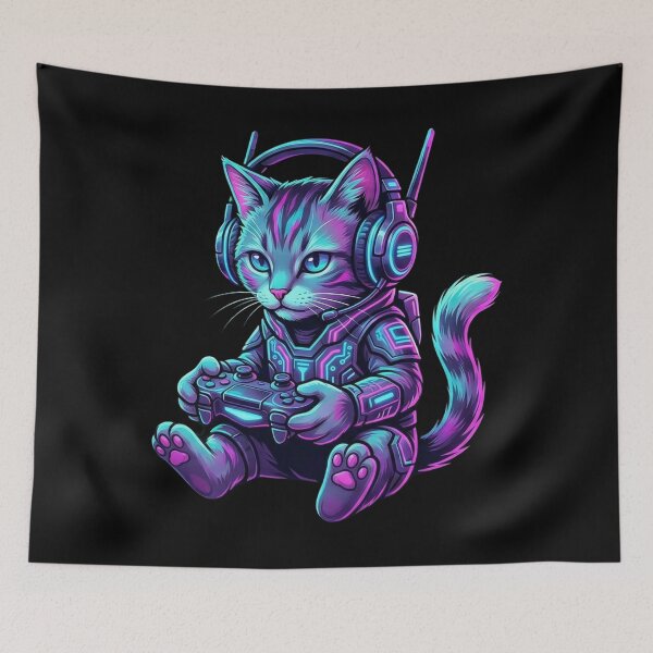 Item preview, Funny Cyberpunk Cat Gamer Teen Boy Video Gaming for Men Kids designed and sold by NaomiTankersly.