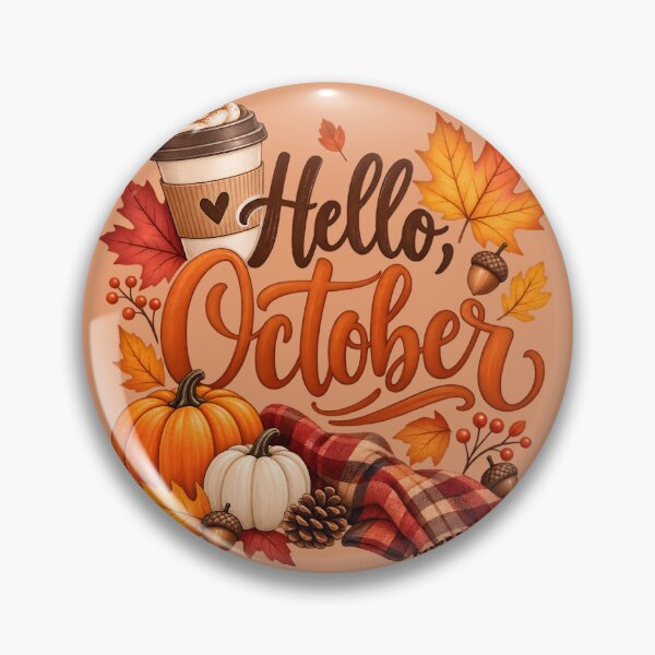 Item preview, Hello October – Cozy Autumn Pumpkin & Coffee Design designed and sold by blankTeeShirt.