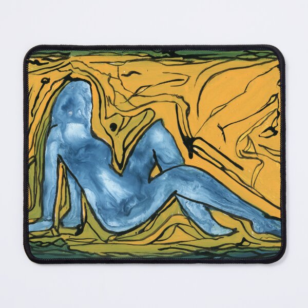 Item preview, Expressive Blue Nude Emerges from Waves Painting designed and sold by Dwaalhaas.com.
