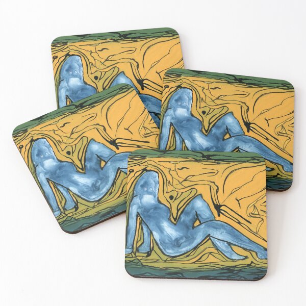 Item preview, Expressive Blue Nude Emerges from Waves Painting designed and sold by Dwaalhaas.com.