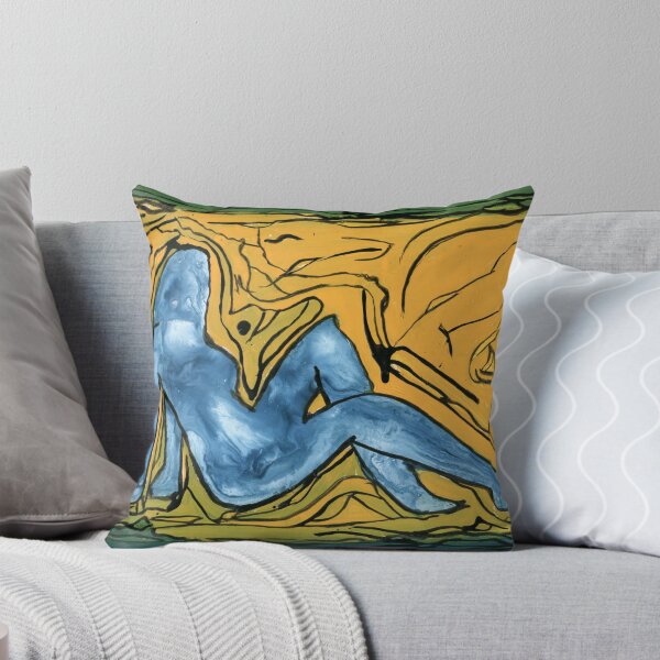 Item preview, Expressive Blue Nude Emerges from Waves Painting designed and sold by Dwaalhaas.com.
