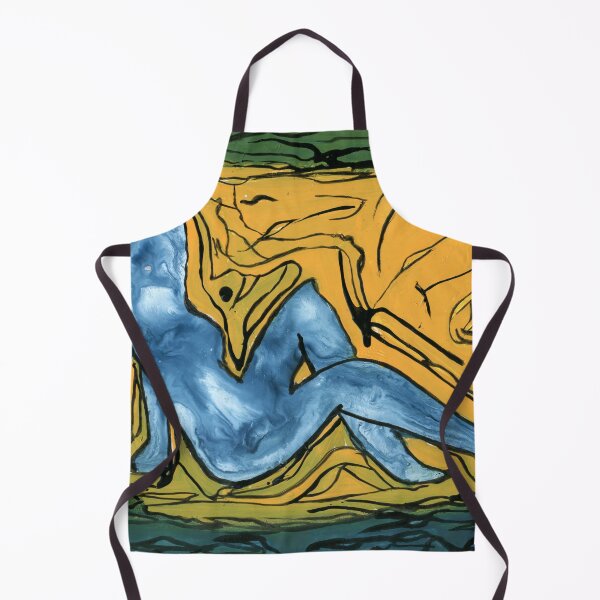 Item preview, Expressive Blue Nude Emerges from Waves Painting designed and sold by Dwaalhaas.com.