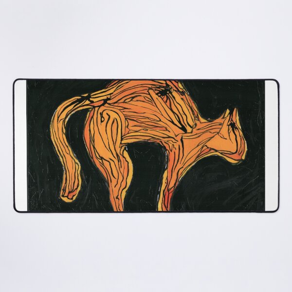 Item preview, Expressive Arched Back Orange Cat Painting designed and sold by Dwaalhaas.com.