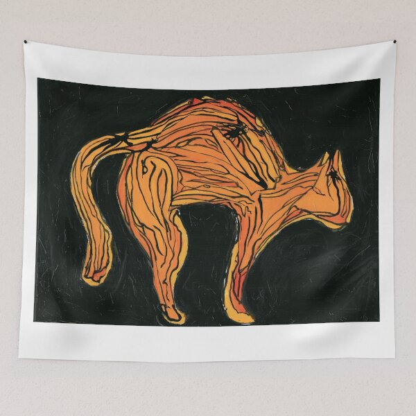 Item preview, Expressive Arched Back Orange Cat Painting designed and sold by Dwaalhaas.com.