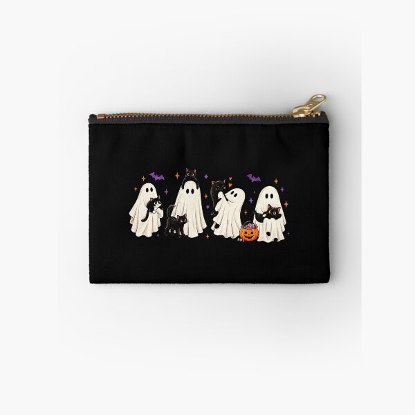 Item preview, Cute Sheet Ghosts Playing with Black Cats Halloween Art designed and sold by hamadacolonel.