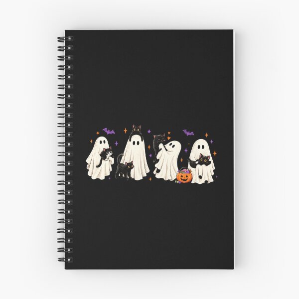 Item preview, Cute Sheet Ghosts Playing with Black Cats Halloween Art designed and sold by hamadacolonel.