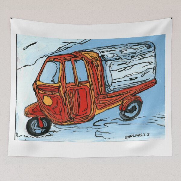 Item preview, Vintage Piaggio Vespa Ape Car Expressive Painting designed and sold by Dwaalhaas.com.