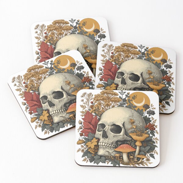 Item preview, Gothic Botanical Skull and Mushroom Crest designed and sold by kobsana.