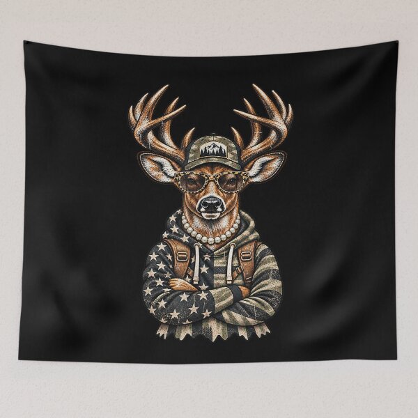 Item preview, Glam Whitetail Deer Wearing Sunglasses Necklace Hunting USA designed and sold by NaomiTankersly.