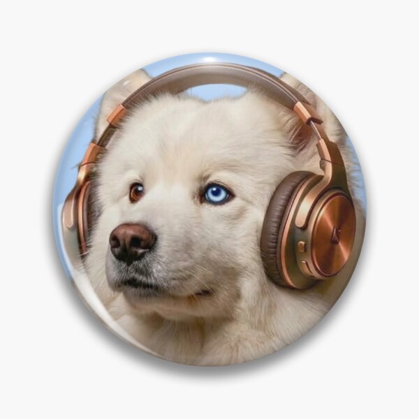 Item preview, Fluffy White Samoyed Dog with Bronze Headphones designed and sold by Sulco Design.