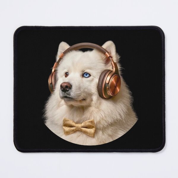 Item preview, Fluffy White Samoyed Dog with Bronze Headphones designed and sold by Sulco Design.