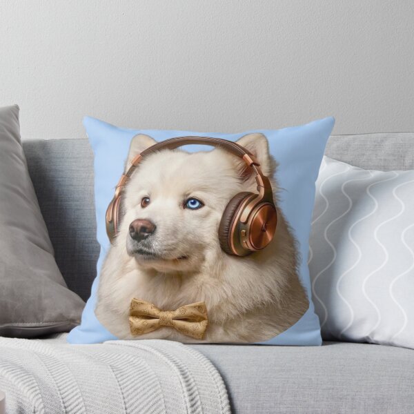 Item preview, Fluffy White Samoyed Dog with Bronze Headphones designed and sold by Sulco Design.