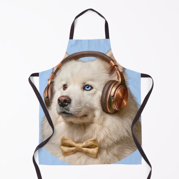 Item preview, Fluffy White Samoyed Dog with Bronze Headphones designed and sold by Sulco Design.