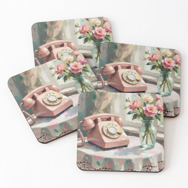 Item preview, Vintage Pink Rotary Phone with Roses Art designed and sold by ShopValueBiz.