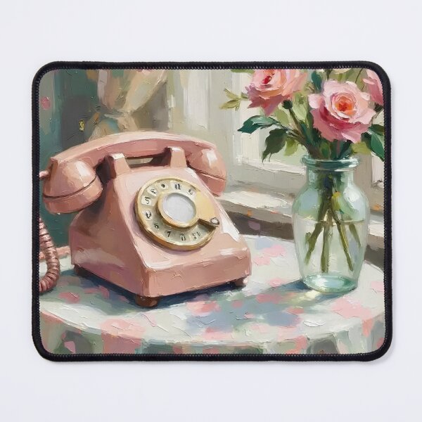 Item preview, Vintage Pink Rotary Phone with Roses Art designed and sold by ShopValueBiz.