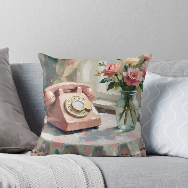 Item preview, Vintage Pink Rotary Phone with Roses Art designed and sold by ShopValueBiz.