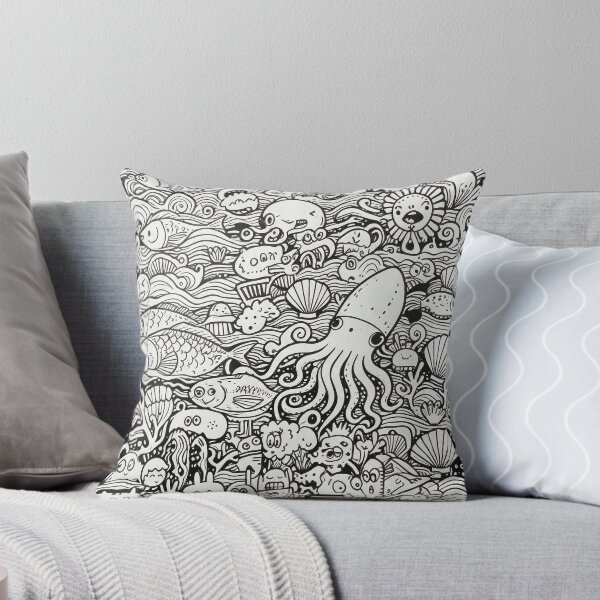 Item preview, Ocean Doodle Creatures - Sea Monster Fish Octopus Pattern designed and sold by Vivid Pixel Studio.