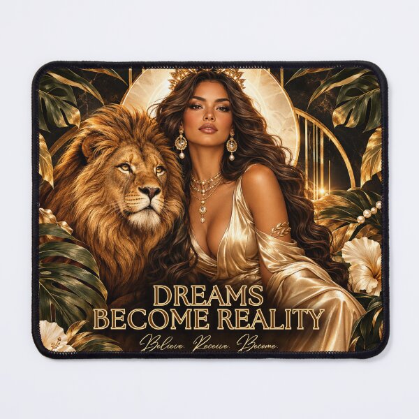 Item preview, Dreams Become Reality Queen & Lion Luxury Gold Artwork – Empowerment & Manifestation Design designed and sold by MoodLay.