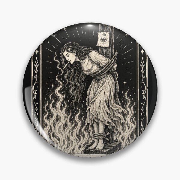 Item preview, Girls Will Be Girls Smoking Witch Burning At The Stake Tarot Card designed and sold by DestiniHill.