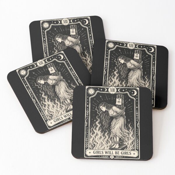 Item preview, Girls Will Be Girls Smoking Witch Burning At The Stake Tarot Card designed and sold by DestiniHill.