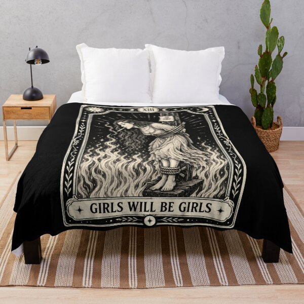 Item preview, Girls Will Be Girls Smoking Witch Burning At The Stake Tarot Card designed and sold by DestiniHill.