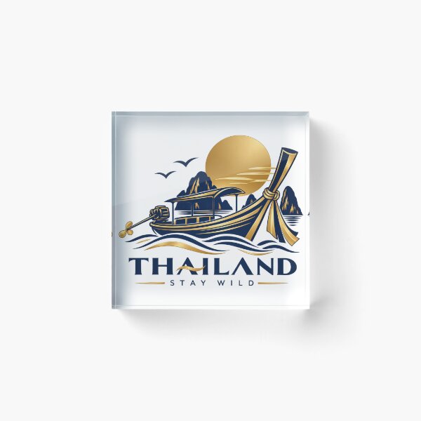 Item preview, Thai Longtail Boat Golden Sun Adventure Stay Wild Emblem designed and sold by Nicha Studio.