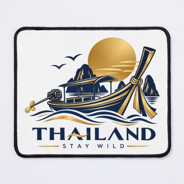 Item preview, Thai Longtail Boat Golden Sun Adventure Stay Wild Emblem designed and sold by Nicha Studio.