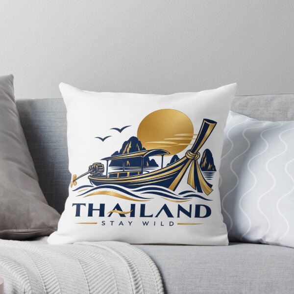 Item preview, Thai Longtail Boat Golden Sun Adventure Stay Wild Emblem designed and sold by Nicha Studio.