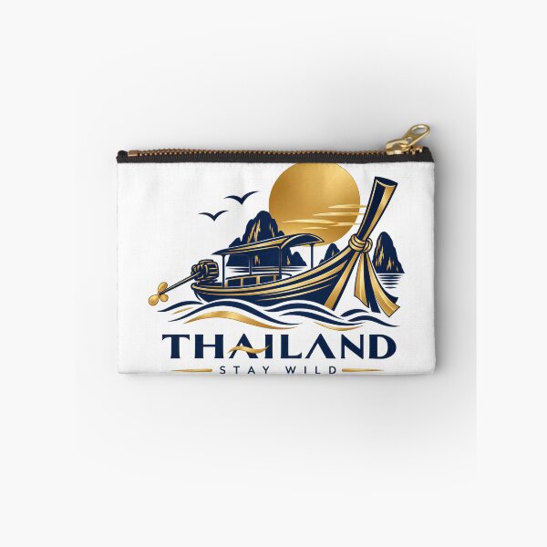 Item preview, Thai Longtail Boat Golden Sun Adventure Stay Wild Emblem designed and sold by Nicha Studio.